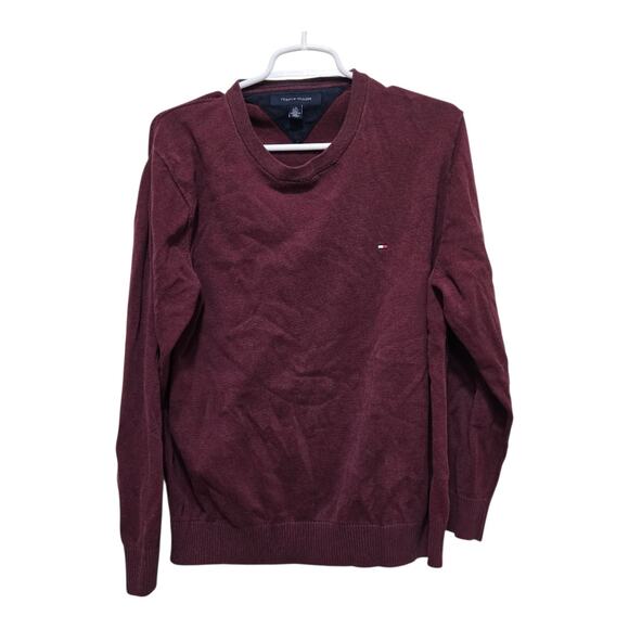 Tommy Hilfiger Burgundy Cotton Crewneck Sweater L - Picture 1 of 8